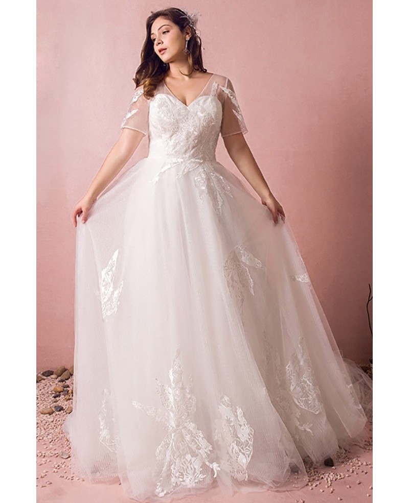 A plus size flowy wedding dress